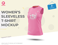 Women's Round Collar Sleeveless T-Shirt Mockup