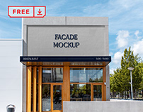 Free Concrete Building Facade Mockup