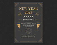 Vector vintage New Year party invitation design