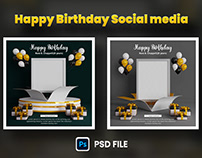 Birthday celebration social media post with photo frame