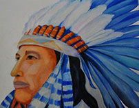 "Native" Water Color on Board