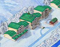 Map for mountain ski resort Gazprom in Krasnaya Polyana