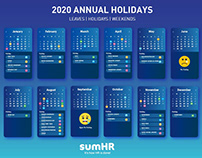 2020 Annual Calendar with Holidays