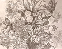 Wallpaper "Big ink sepia flowers" Size 405*270, 150 dpi
