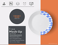 Top view ceramic plate psd mock up template