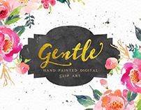 Watercolour Floral Clip Art-Gentle garden