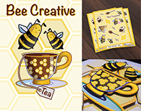 The Bees wallpaper, sticker set, and paper craft