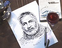 Ink portraits of great alcoholics