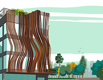 Illustration with the office building for Minance