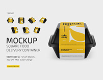 Square Food Delivery Container Mockup Set