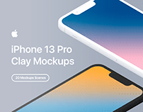 iPhone 13 Pro - 20 Clay Mockups Scenes - PSD
