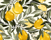 Bergamot & Citrus Fruits Patterns | Textile design