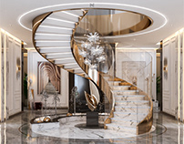 Luxury entrance with stairs design in ksa