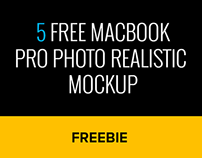 5 free MacBook Pro photo realistic mockup