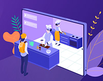 Food Delivery Hero & Onboarding Isometric Illustrations