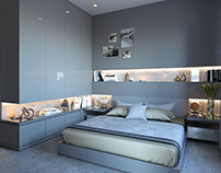 Elegant grey bedroom