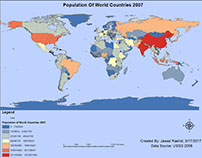 Density of World Population in 2007 breakdown by countr