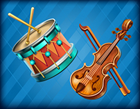 Collections for social mobile music game "Piano City"
