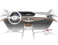 Mercedes Benz S class interior sketches