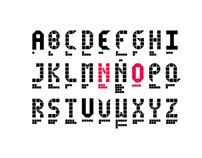 Pixelated stripes font