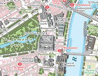 Illustrated map of central London