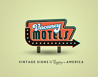 Vacancy Motels postcard illustrations