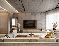 Modern and warm concrete interior design