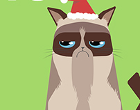 Grumpy Cat Christmas postcard