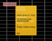 Free Poster with Grille Mockup