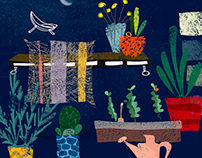 Plants on a small terrace - illustration