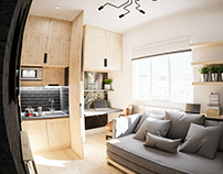 Tiny apartment interior design |Scandinavian&Industrial