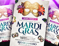 Mardi Gras Party Flyer PSD + Facebook Cover
