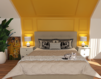 Yellow bedroom in classical style