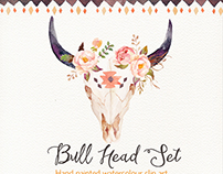 Bull head set / ethnic style /individual PNG files