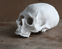 Hand made clay skull