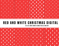 Red and White Christmas Digital Papers