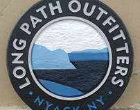 Long Path Outfitters reclaimed wood handcarved sign