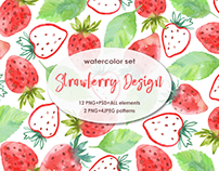 Strawberry watercolor design