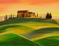 Digital Painting of Tuscany, Italy