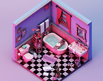 Retro Bathroom Diorama