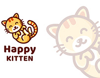Happy Kitten Cute Logo Template