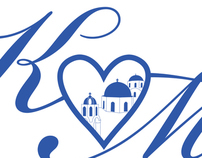 K+M Santorini Wedding Logo