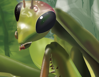 Mantis photo to vector illustration