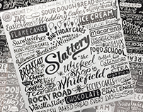 All-ink hand-lettered bakery packaging