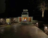 Lighting -- Fireplace & Recessed Waterfall - patio area