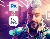 Cyberpunk Avatar - Photoshop Beta + Midjourney