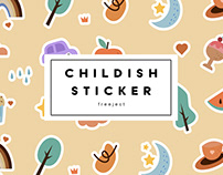 Free Download Childish Sticker Illustration Design