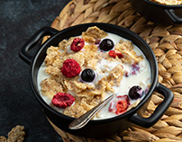 Healthy breakfast with oat bowls
