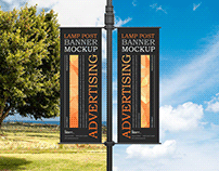 Free Lamp Post Banner Mockup