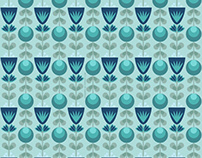 Mod Flower Pattern Design, Blue Motif